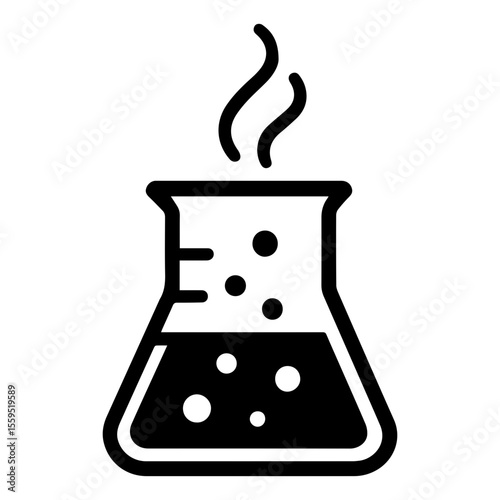 Science lab bubbling beaker with steam icon on transparent background representing chemistry experiments and laboratory research
