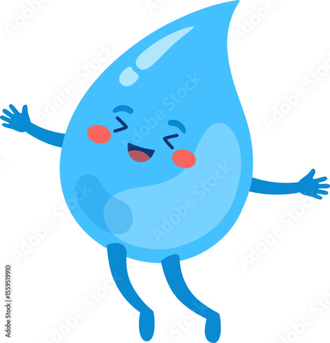 Water Drop Character Flying with Joy

