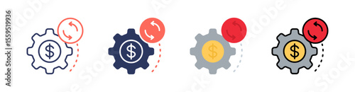 Process Multi Style Icon Set Vector 