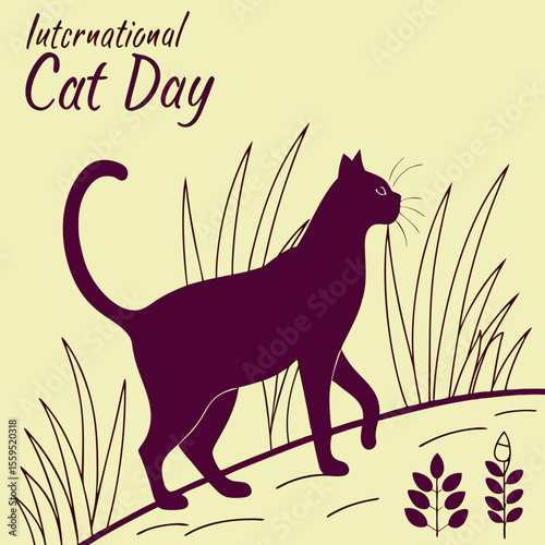 Feline Love – International Cat Day Vector Illustration – Adorable Cats and Kittens Unite