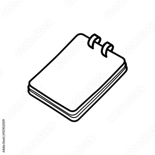 Blank Notebook Isometric Outline on Transparent Background Minimalistic Design
