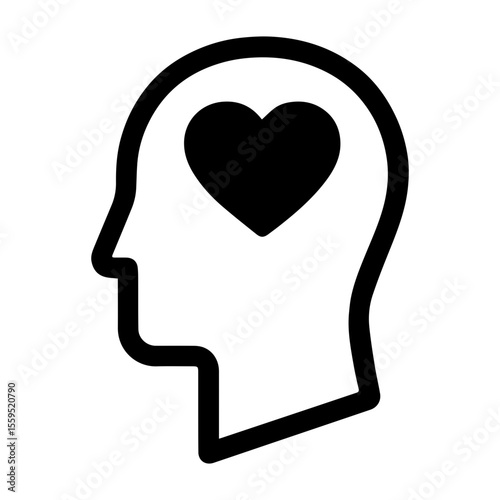 Mental health awareness icon with brain and heart symbol on transparent background representing emotional wellbeing and psychological support

