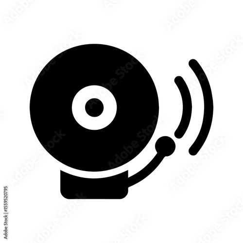 Fire alarm bell icon with transparent background representing emergency alert and safety device
