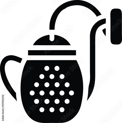 Black and white tea kettle icon
