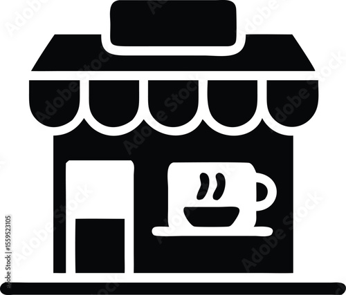 Coffee shop silhouette icon for branding