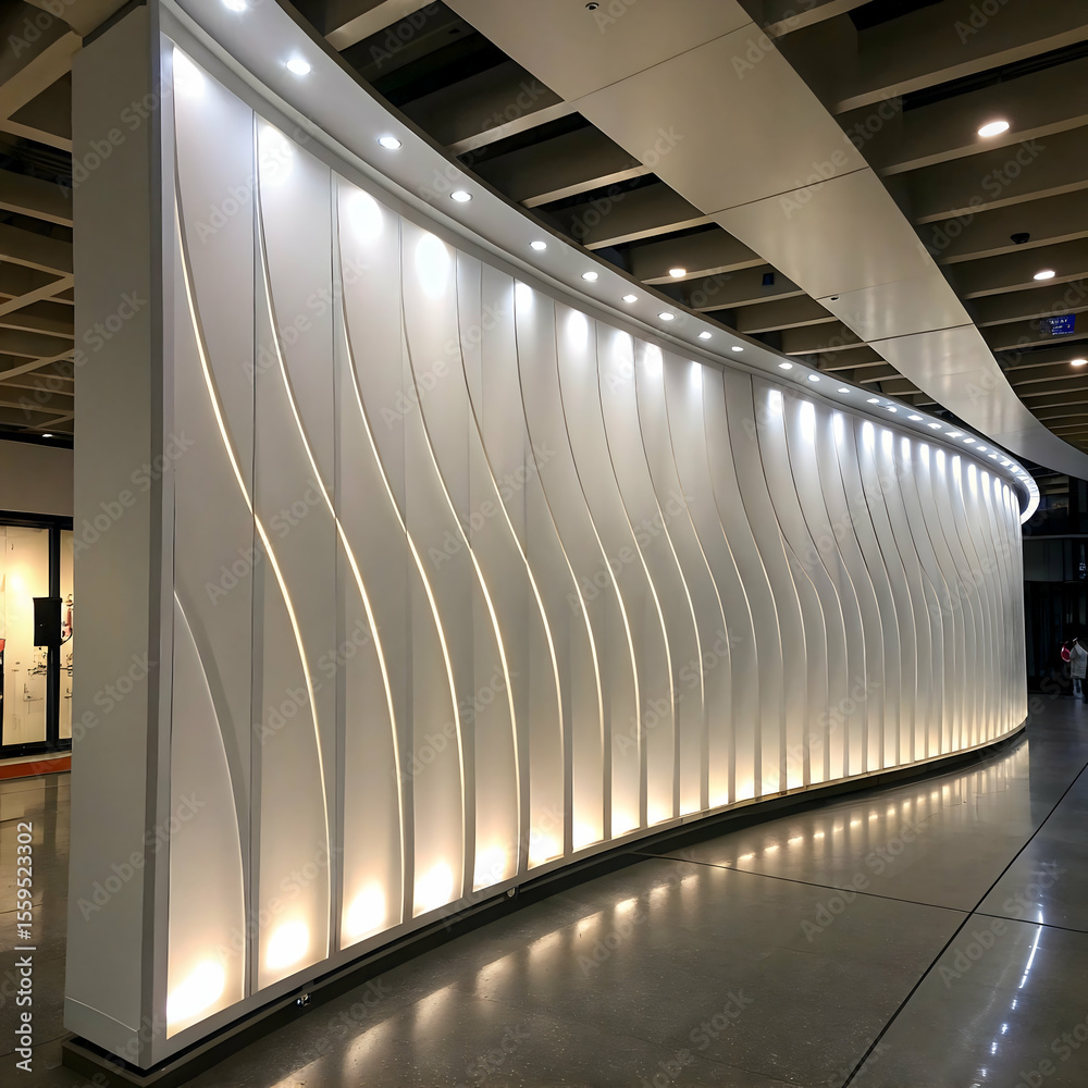 Obraz premium Folded arc wall for elegant modern 3D renders and clean futuristic abstract minimal digital white backgrounds