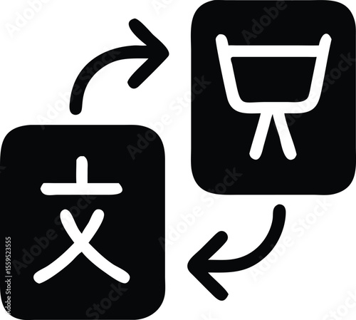 Language translation icon with arrows icon