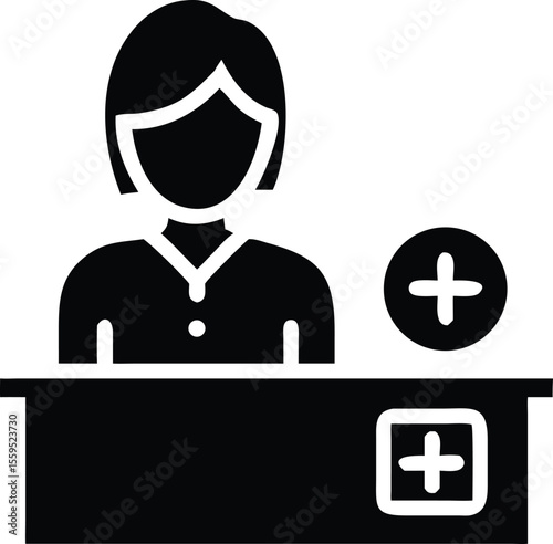 Receptionist and medical symbol icon