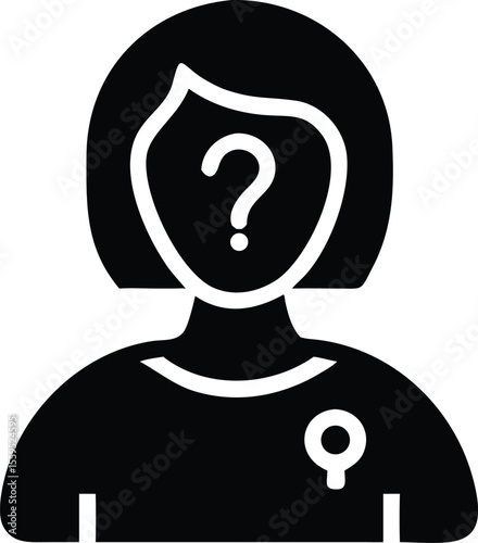 Woman silhouette with unknown identity question icon