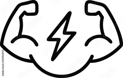 Power Icon Lightning Bolt With Muscle