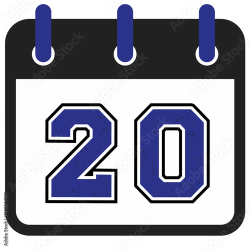 Modern Calendar Icons with Bold Sport Numbers – Vector Art