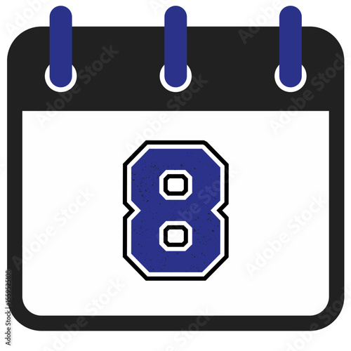 Modern Calendar Icons with Bold Sport Numbers – Vector Art