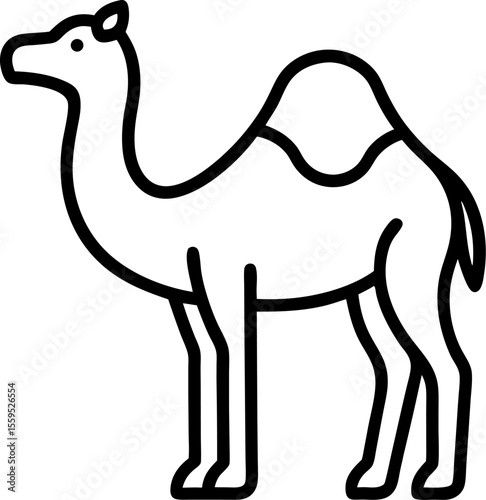 Line art  camels in various poses and positions walking