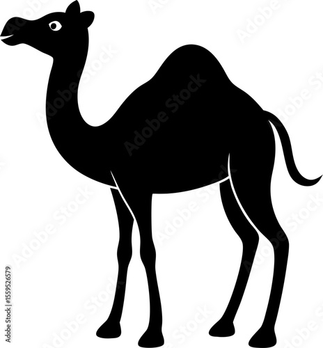 A camel walking in the desert silhouette design vector art and illustration