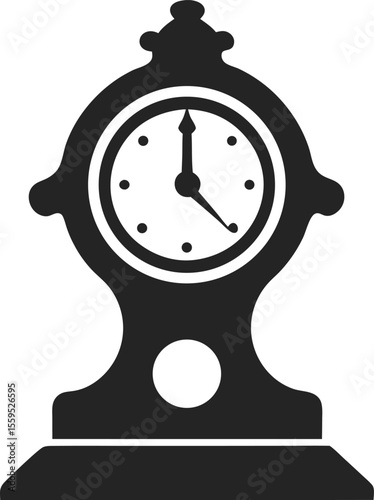 Simple illustration of a black alarm clock icon