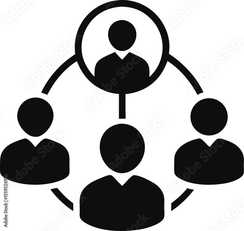 People networking vector icon. Growing business with marketing policy icon in flat filled and outline stroke line art.