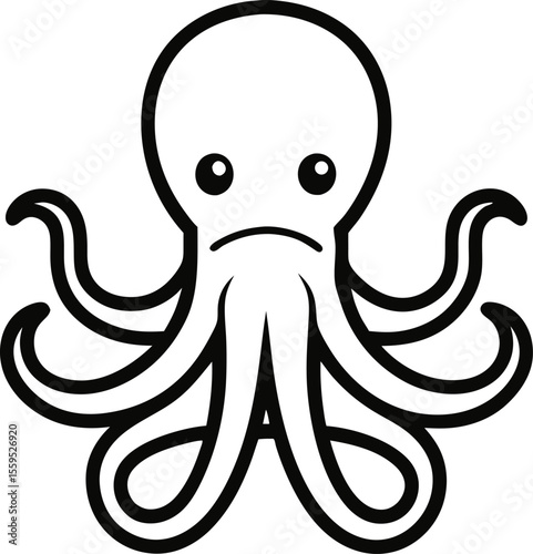 A black octopus icon vector illustration.