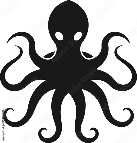 A black octopus icon vector illustration.