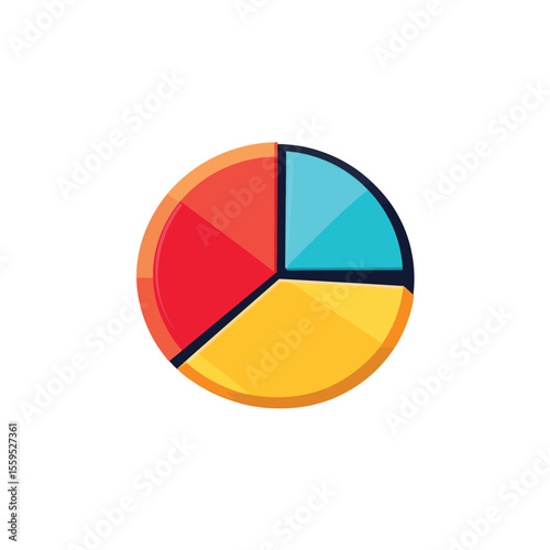 Colorful ThreeSection Pie Chart with Red, Yellow, and Cyan Segments Visualized Nicely