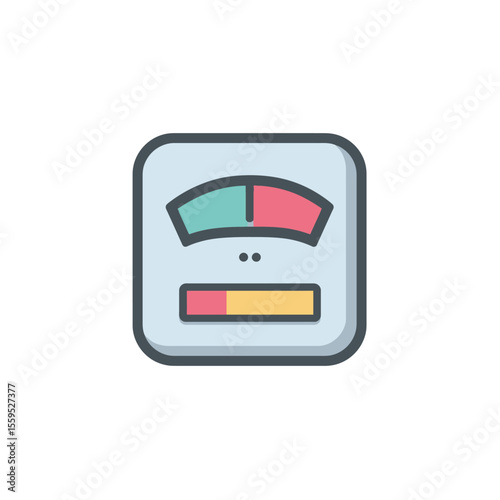 Colorful Weighing Scale with Arrow in Middle on White Background Rounded Square