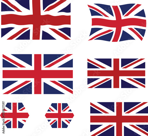united kingdom flag set ,set of uk flag