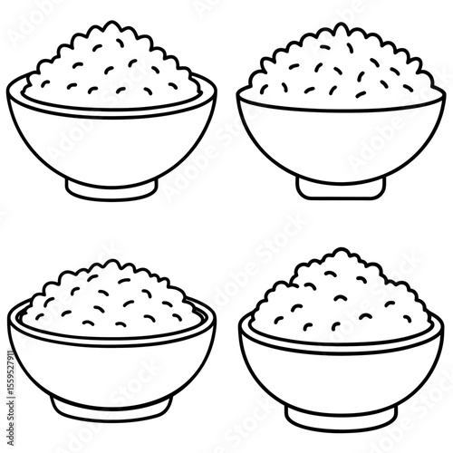 Cartoon Bowl of Rice in Bright Neon Colors Coloring Page