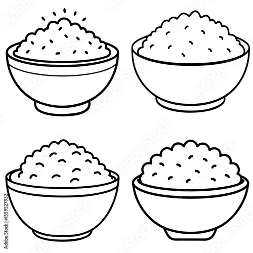 Cartoon Bowl of Rice in Bright Neon Colors Coloring Page