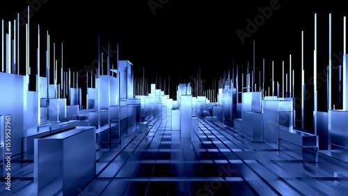 Corridor abstract background. Hologram are forming to form space or corridor. futuristic sci-fi and technology background concept. 3D Render.	