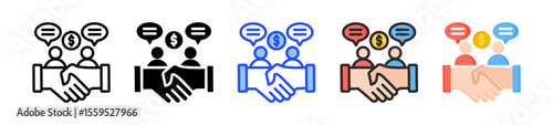 Negotiation Icon Collection With Multiple Styles