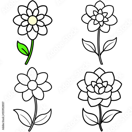 Cartoon Flower Growing in Bright Neon Colors Coloring Page