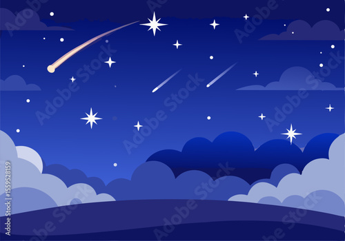 Beautiful  night sky landscape background vector illustration design