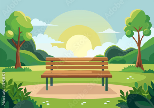 Beautiful green field landscape background vector illustration design