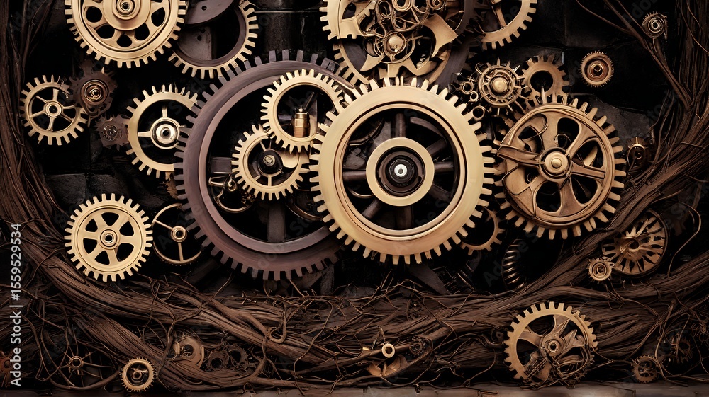 gears on black background gears on black background