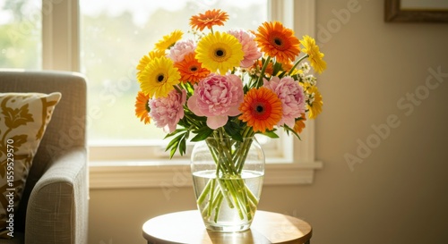 Colorful flower bouquet in vase