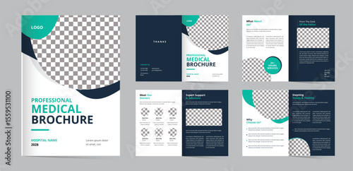 Medical helacthcare brochure template layout,  8 page editable template