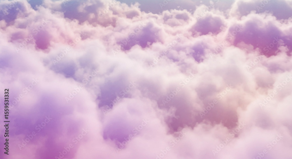 Dreamlike cloudscape, pastel hues of purple, pink, and white. Soft, fluffy formations fill the frame, evoking serenity and tranquility Dreamlike cloudscape, pastel hues of purple, pink, and white. Soft, fluffy formations fill the frame, evoking serenity and tranquility