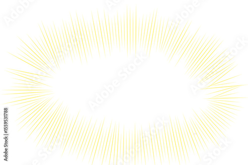 Radiant Oval Light Burst with Soft Yellow Sunbeam Lines for Highlight Frame, Comic Impact, or Glowing Energy Effect