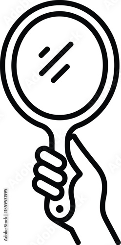 Hand holding hand mirror icon