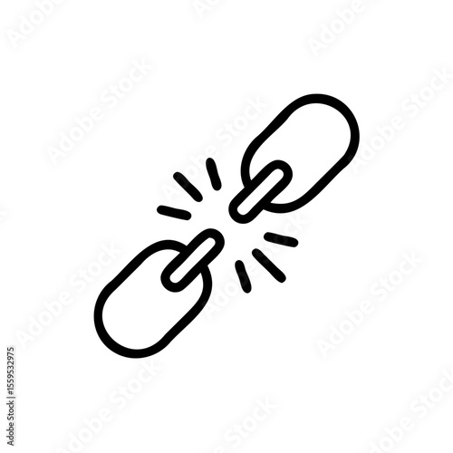 Handdrawn Broken Chain Icon on Background Symbolizing Disconnection or Weakness vector
