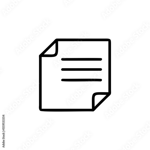Handdrawn document icon with three horizontal lines on a background paper file