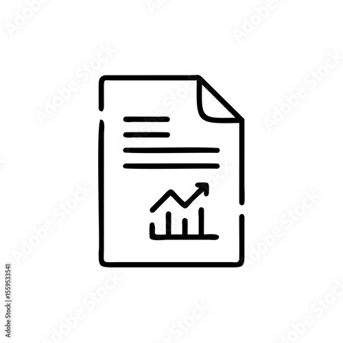 Handdrawn document with lines an upward trending graph on background paper sheet