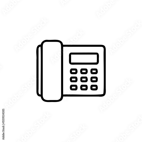 Handdrawn telephone icon with handset number buttons on background communication