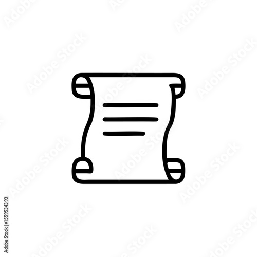 Handdrawn Scroll Icon with Three Horizontal Lines on Background Simple Design document