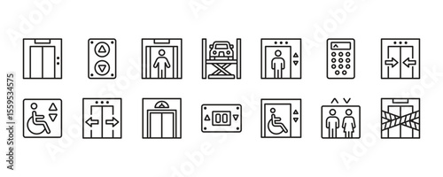 Elevator Icon Set. Vector Graphic Illustration.