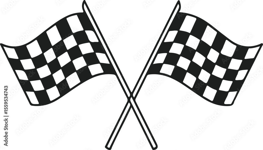 Fototapeta premium Two crossed checkered flags symbolizing victory and racing competition