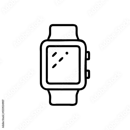 Handdrawn smartwatch with rectangular screen buttons on background technology device