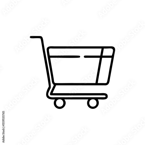 Outline shopping cart on background with wheels handle trolley retail