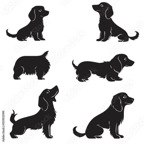 weiner dog silhouette set, Black & White silhouette set 