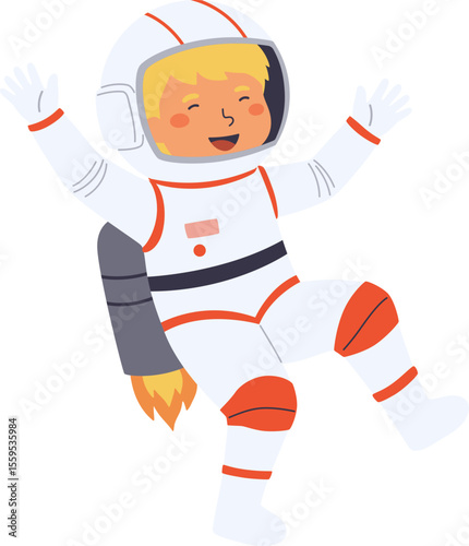 Child Astronaut with Jetpack in Space

