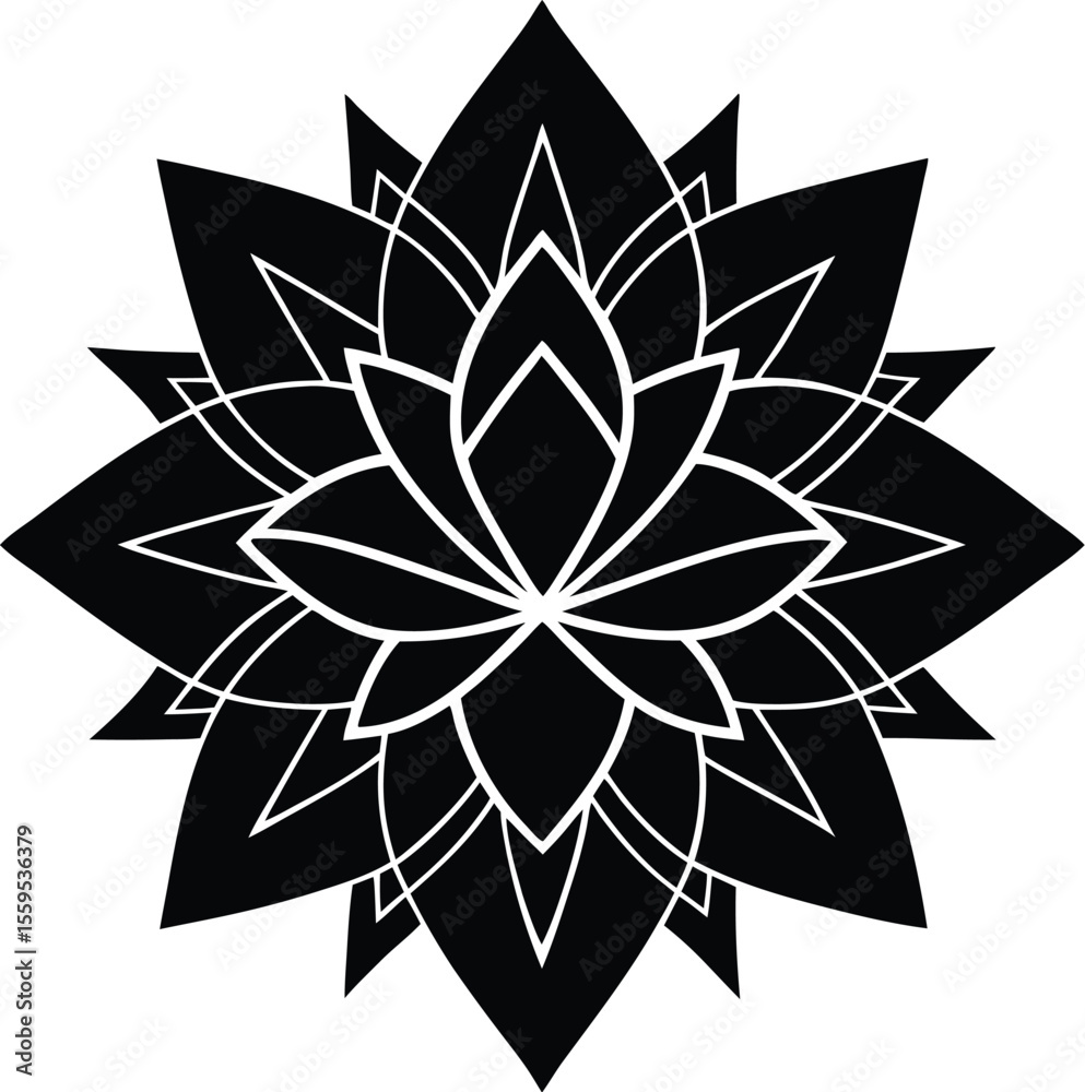 Obraz premium Geometric Floral Mandala Vector Silhouette